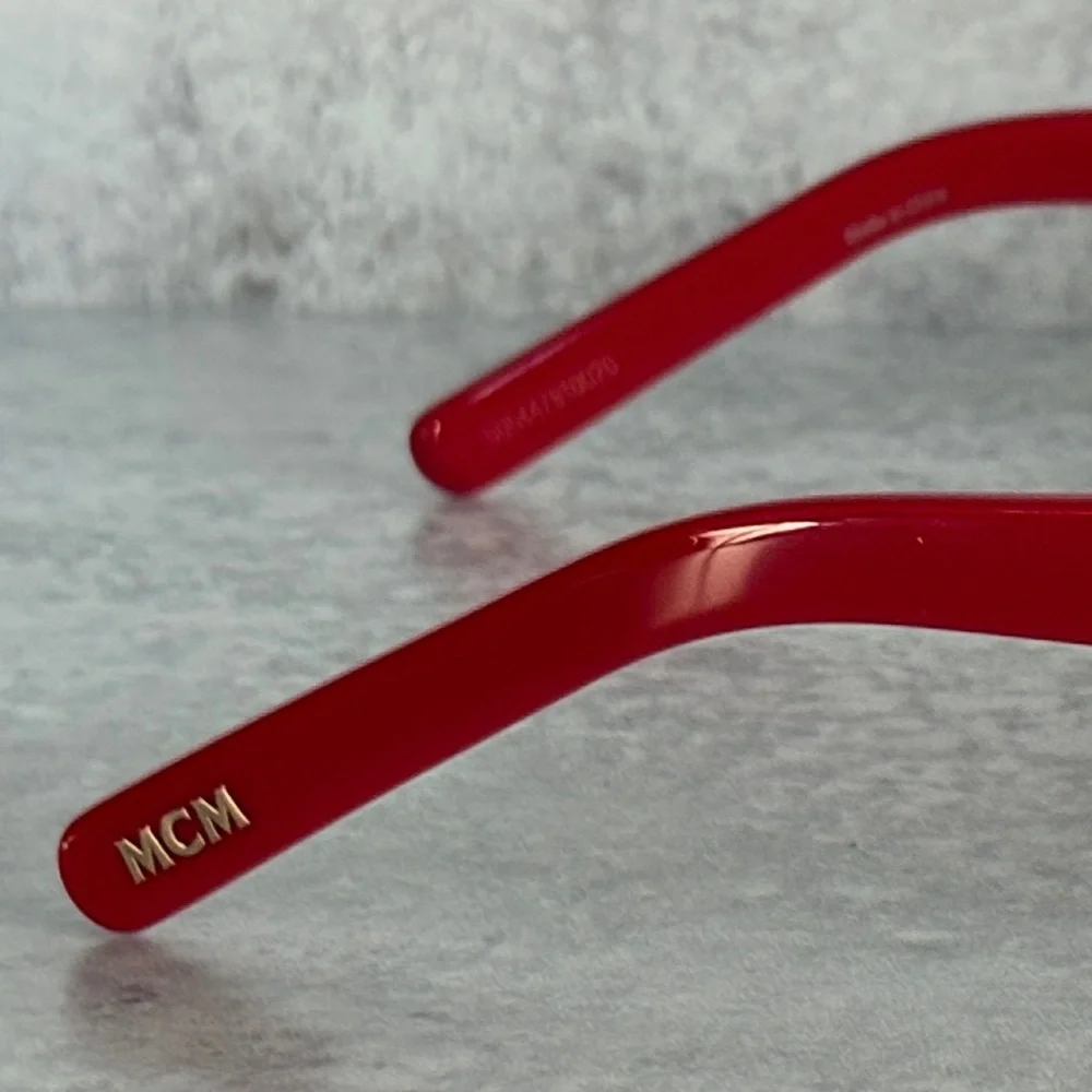 MCM MW0012 32E Red Gold Shield Sunglasses 55mm w/ Logo Case NWOT